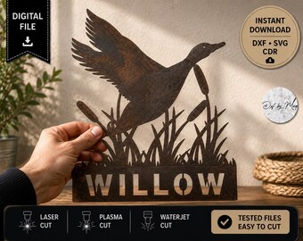 Flying Duck Metal Art SVG | Customizable Wildlife Hunting Sign (DXF Download)