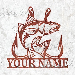 Fishing Hook Monogram – Fish Laser Cut File | Custom Name DXF SVG for CNC Plasma & Laser Cutting