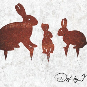 Lapin de jardin piquet de jardin DXF SVG fichier de coupe pour CNC plasma et découpe laser jet d'eau prêt à découper - cadeau de Pâques