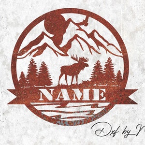 Majestic Moose Outdoor Monogram DXF svg Files - Instant Download for Laser, Plasma, Waterjet Cutting