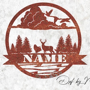 Deer and Turkey Outdoor Monogram DXF Files: Laser Cut Design (Instant Download)