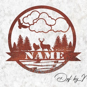 Deer and Turkey Outdoor Monogram DXF svg Files - Instant Download for Laser, Plasma, Waterjet Cutting