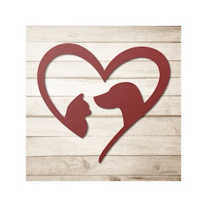 Personalized Dog Cat Heart Metal Wall Art - Pet Lover Gift