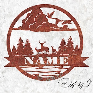 Deer Outdoor Monogram DXF svg Files - Instant Download for Laser, Plasma, Waterjet Cutting