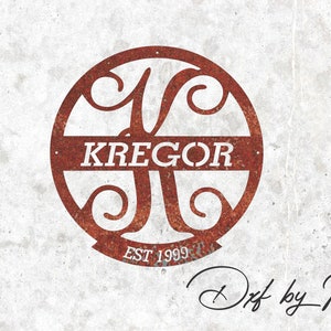 Split Letter K Monogram: CNC Plasma Laser Cut File (DXF SVG)