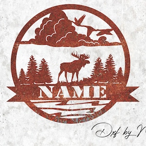 Majestic Moose Outdoor Monogram DXF svg Files - Instant Download for Laser, Plasma, Waterjet Cutting