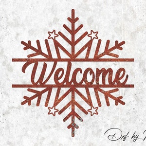 Weihnachts-Schneeflocke Willkommens-Schild: CNC Laser Cut Dateien (DXF SVG)