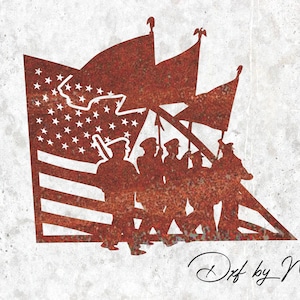 soldiers with USA flag - DXF SVG files for Plasma Cnc Laser Waterjet Ready to cut clipart file