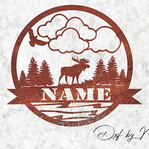 Majestic Moose Outdoor Monogram DXF svg Files - Instant Download for Laser, Plasma, Waterjet Cutting