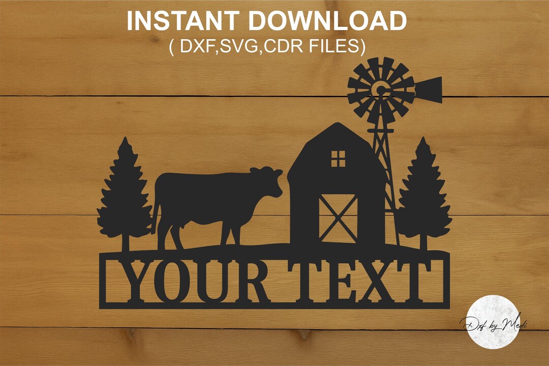 Custom Ranch Sign With Cow: Laser Cut Farmhouse Decor (DXF, SVG, CDR ...