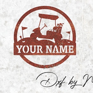 Golf Buggy Monogram Wall Art | DXF SVG File for CNC Plasma, Laser, and Waterjet Cutting