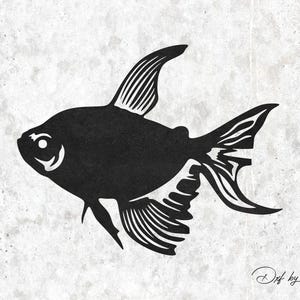 Langflossensater Fisch DXF SVG: CNC Laser Plotter Datei (Digitaler Download)