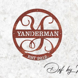 outdoor split monogram letter sign with custom name- dxf files for cnc plasma- letter Y monogram wall art - laser cut files- custom gift
