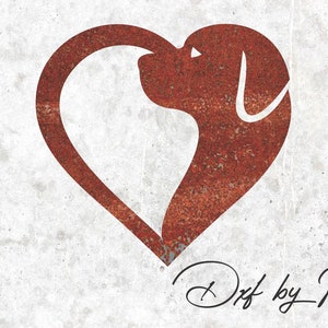 Letrero de corazón de perro: archivos cortados con láser y plasma CNC (DXF SVG)