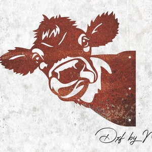 Peeking Cow Tree Stake DXF svg ファイル - レーザー、プラズマ、ウォータージェット切断用の即時ダウンロード