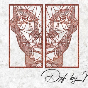 Geometric Woman Face Wall Art: CNC Laser Cut File (DXF SVG)