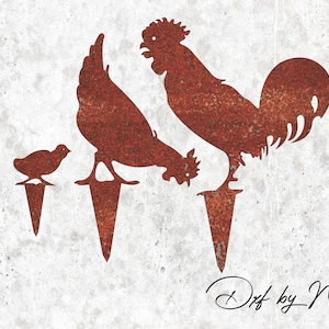 Rooster Garden Stake: Metal Yard Art CNC Cut File (DXF SVG)