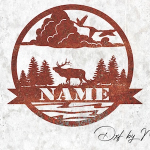 Elegant Elk Outdoor Monogram DXF svg Files - Instant Download for Laser, Plasma, Waterjet Cutting