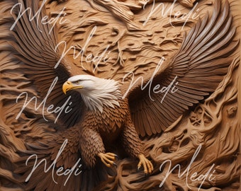Bald Eagle 3D Illusion Laser Engrave PNG File (Digital Download)