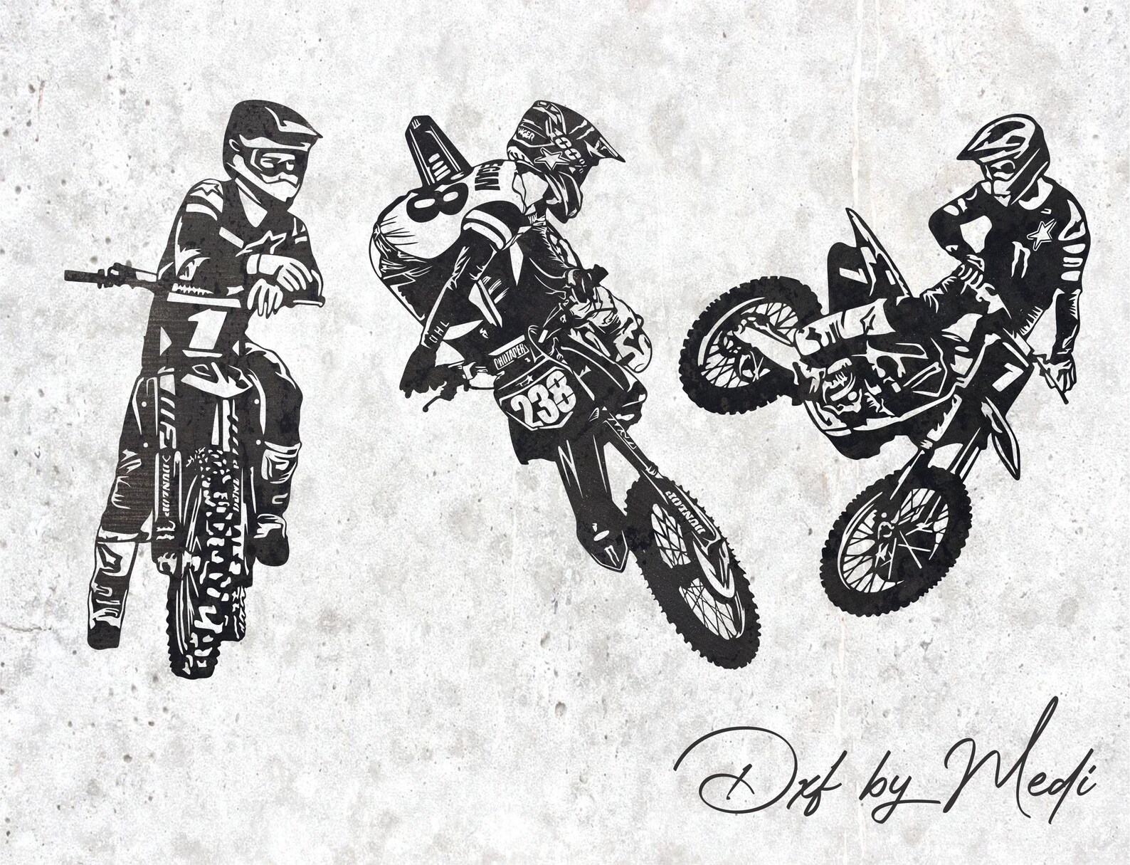 Grasstrack Rider Svg Pack of Three Motocross Riders - SVG DXF Files for Laser Cutting - Etsy ...