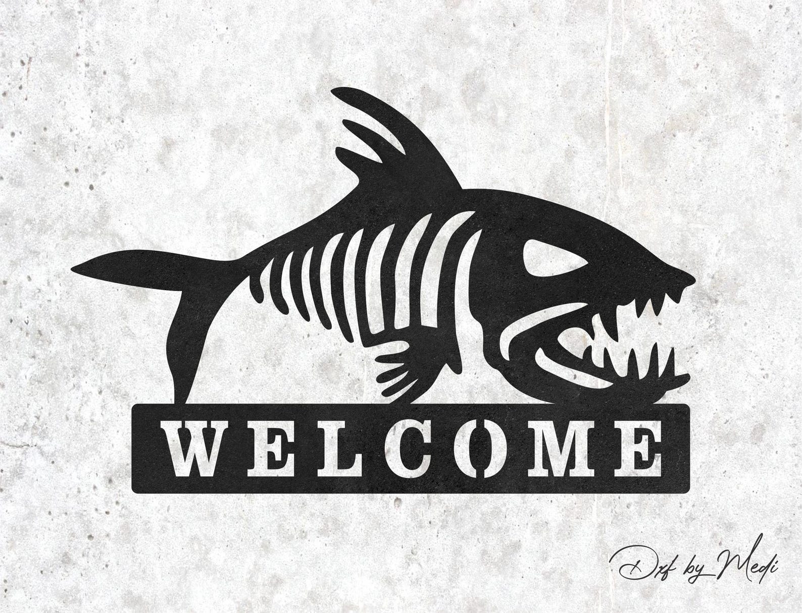 Skull Fish Welcome Sign: CNC Laser Plasma Cut File (DXF & SVG) - Etsy