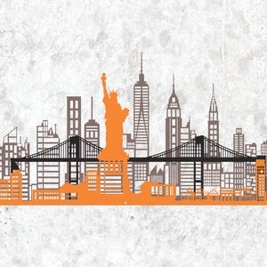 Design a 3 strati dello skyline di New York City – File SVG DXF per taglio laser e CNC