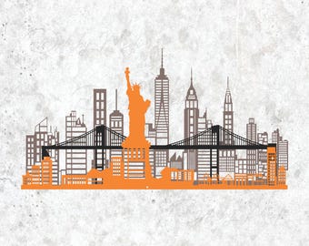 New York City Skyline 3-Layer Design – SVG DXF Files for Laser Cutting & CNC