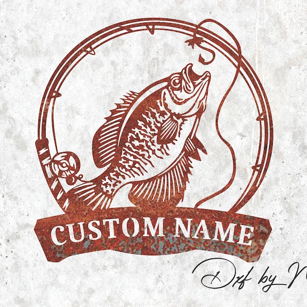 Personalized Fishing Sign - Customizable monogram - DXF SVG files for Plasma Cnc Laser Waterjet Ready to cut- dxf File for DIY Projects