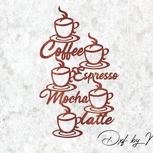 Coffee Espresso Wall Art: Laser Cut Metal Sign (DXF SVG Download)