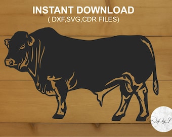 Silhouette de taureau SVG : art mural ferme, découpe laser CNC (téléchargement numérique)