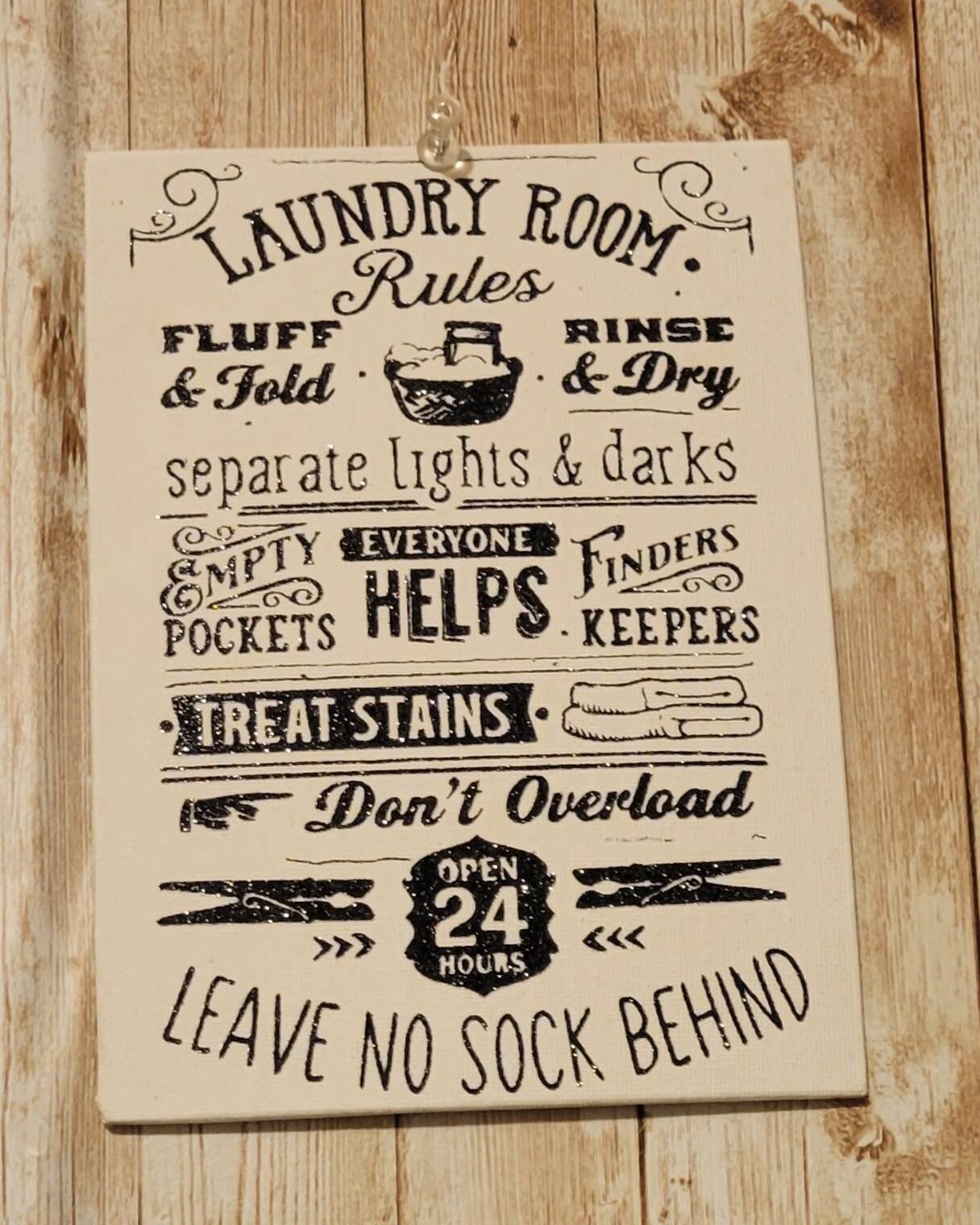 Laundry Room Rules Sign on White Canvas With Black Glitter Vinyl 5x7 - Etsy