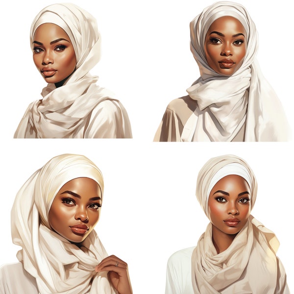Muslim Black Hijabi Girl Clipart, African Girl Clipart, Muslim Girl PNG, Islamic Art, Muslim Anime Girl, Muslim Cartoon, Dark Skin Hijabi