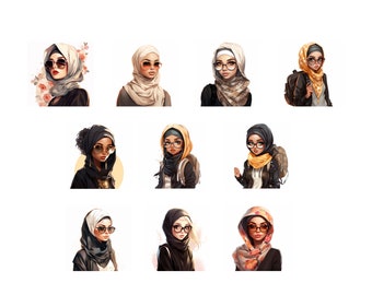 Fille musulmane Clip Art, Art femme musulmane, fille musulmane SVG, Art islamique, Clipart islamique, Clipart Hijabi, Hijab fille SVG, Hijabi musulman