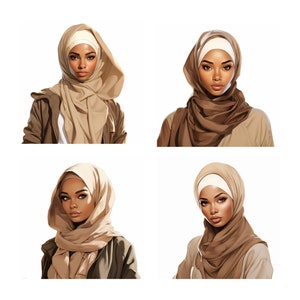 Muslim Black Hijabi Girl Clipart, African Girl Clipart, Muslim Girl PNG, Islamic Art, Muslim Anime Girl, Muslim Cartoon, Dark Skin Hijabi