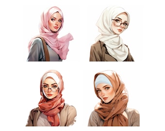 Hijabi musulman fille Clipart, femmes musulmanes, aquarelle Art, Art islamique, musulman Anime Girl, dessin animé musulman, Hijab fille PNG, SVG, Art islamique