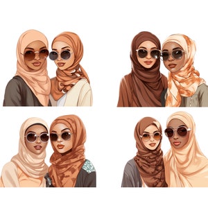 Muslim Hijabi Girl Clipart, Muslima Women Watercolor Art, Islamic Art, Muslim Anime Girl, Muslim Cartoon, Hijab Girl PNG, SVG