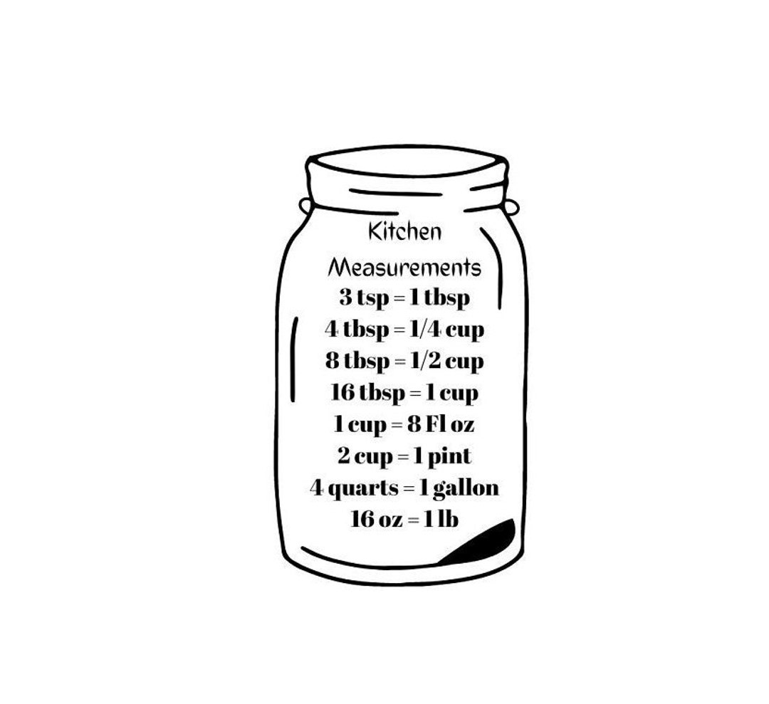 Kitchen Measurements Conversion Kitchen Wall Art Design SVG Etsy