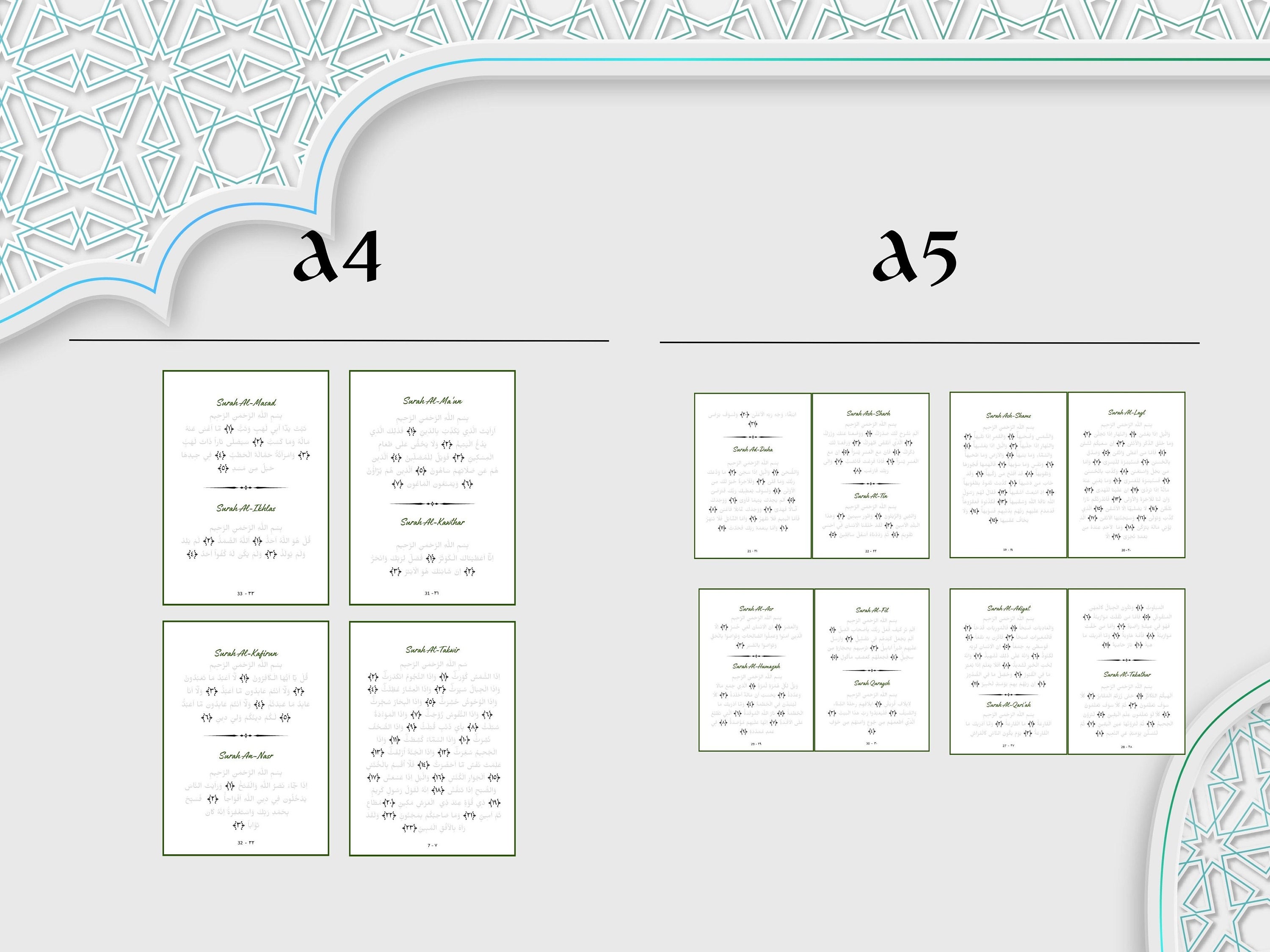 Printable Qur'an Tracing Juzz 30 All Surahs, Trace Qur'an by Writing ...