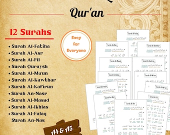 Easy Learn Quran Surah Print, Word by Word Meanings (Digital Download)