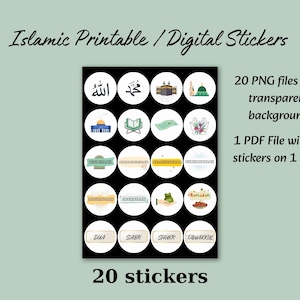 Islamic Stickers Printable / Digital Stickers / Muslim Sticker Sheet / PNG PDF Files / Print and Cut DIY / Goodnotes / Planner Stickers