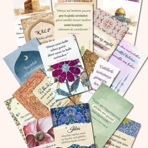 Tarjetas islámicas turcas, Corán Versos Hadith, Türkçe İslami Kart Seti, Juego de 16