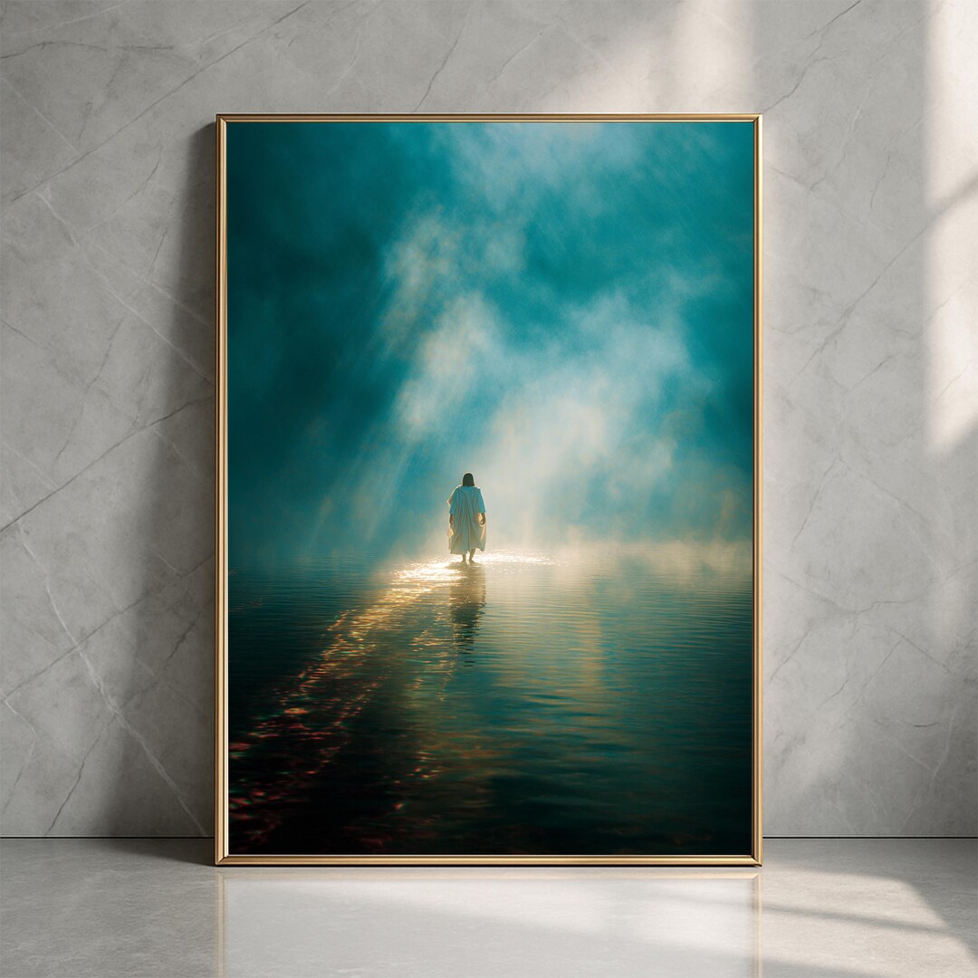 Jesus Walking on Water Christian Wall Art Print Inspirational Digital ...