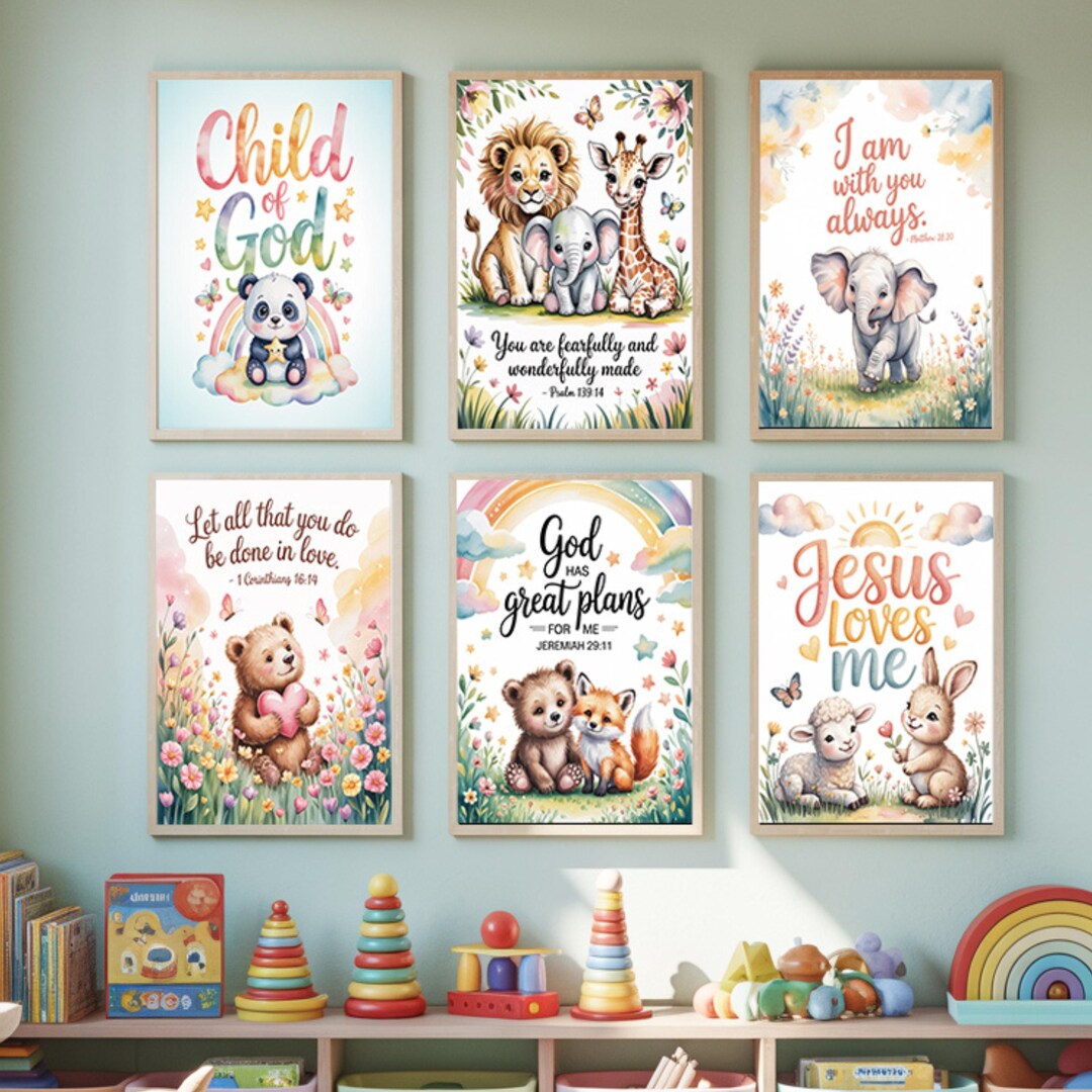 Nursery Bible Verse Print Set (6 Prints) • Christian Baby Room Wall Art ...