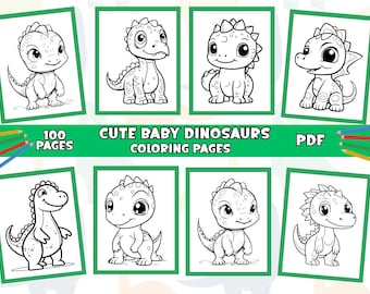 Easy Dinosaur Coloring Pages for Toddlers, Cute Baby Dinosaur Coloring pages, Boy Birthday Activity, Toddler coloring pages, Dinosaur Color