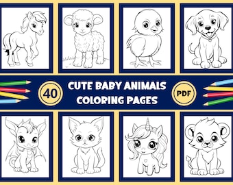 Baby Animal Coloring page, cute baby animals coloring pages, kids coloring book, children coloring pages, kids activities, toddler coloring