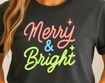 Merry and Bright PNG SVG | Preppy Christmas PNG | Colorful Christmas | Bright Christmas png | Christmas Sublimation png | cute Christmas png