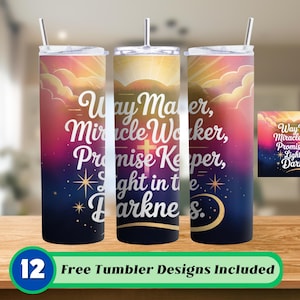 Christian Tumbler Wrap: Bible Verse Faith Design (PNG, PDF)