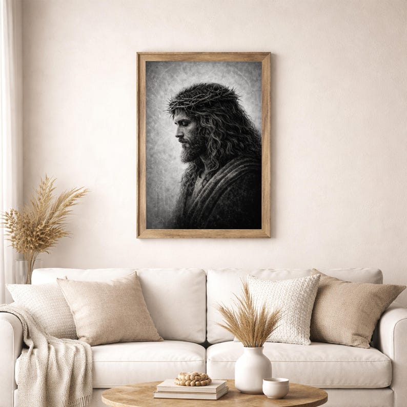 Jesus Crown of Thorns Wall Art Printable, Christian Decor, Instant ...