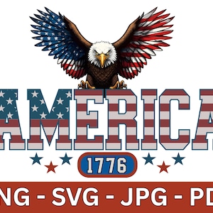 Aquila americana SVG, disegno patriottico a sublimazione, png americano, clipart patriottico, 4 luglio png svg, giorno dell'indipendenza png, aquila patriottica