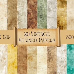 Vintage gebeiztes digitales Papier, antikes Papier, beunruhigte Textur, alte Tapete, brauner Hintergrund, beige Hintergrund, Scrapbook, Junk Journal